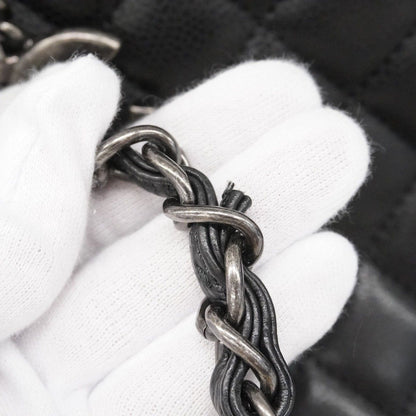 Chanel Chain Tote Quilted Caviar Leather Black Silver — view 8