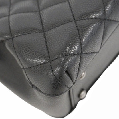 Chanel Chain Tote Quilted Caviar Leather Black Silver — view 7
