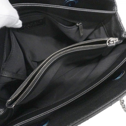 Chanel Chain Tote Quilted Caviar Leather Black Silver — view 4