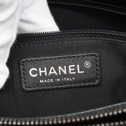 Chanel Chain Tote Quilted Caviar Leather Black Silver — view 5