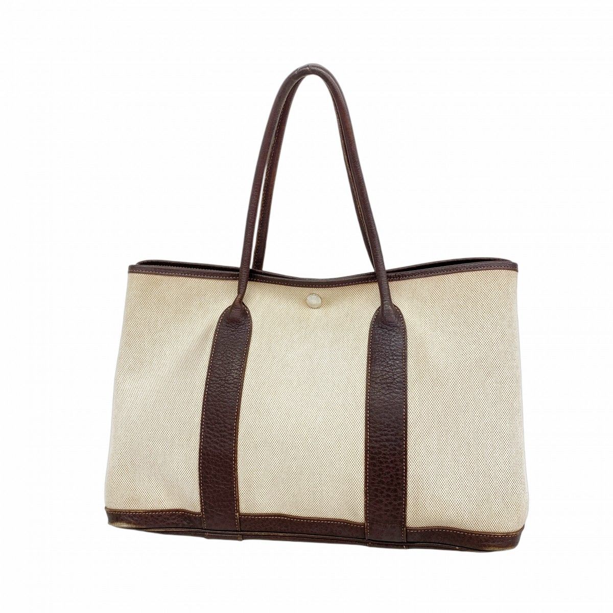 Hermes Tote Garden Party PM Toile Ash Brown Silver