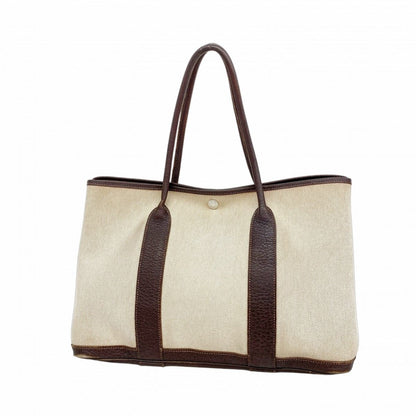 Hermes Tote Garden Party PM Toile Ash Brown Silver
