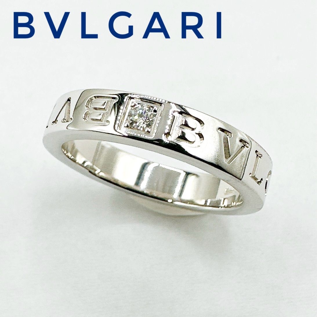 Bvlgari Double Logo Diamond White Gold Ring