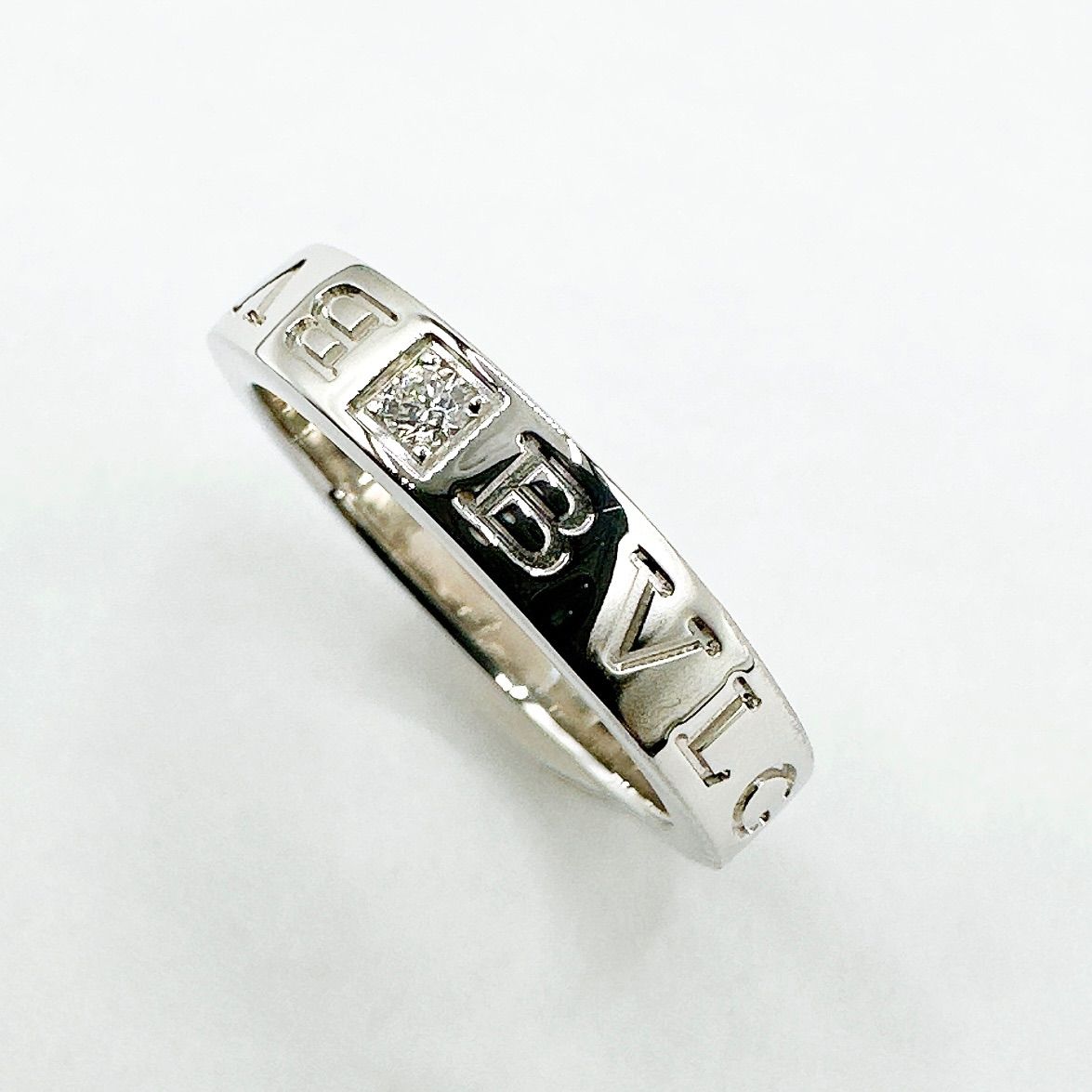 Bvlgari Double Logo Diamond White Gold Ring — view 2