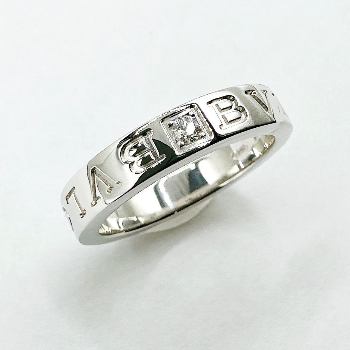 Bvlgari Double Logo Diamond White Gold Ring — view 3