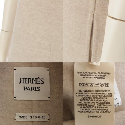 Hermes Cashmere Series Button Logo Long Gilet Coat Vest Beige 34 — view 9