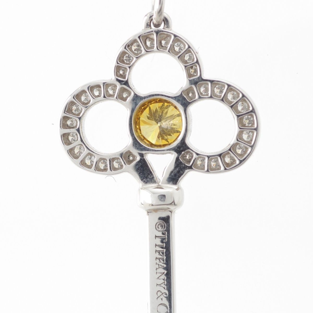 Tiffany & Co Crown Key Yellow Diamond Fancy Vivid Stone Side Necklace White Gold — view 6
