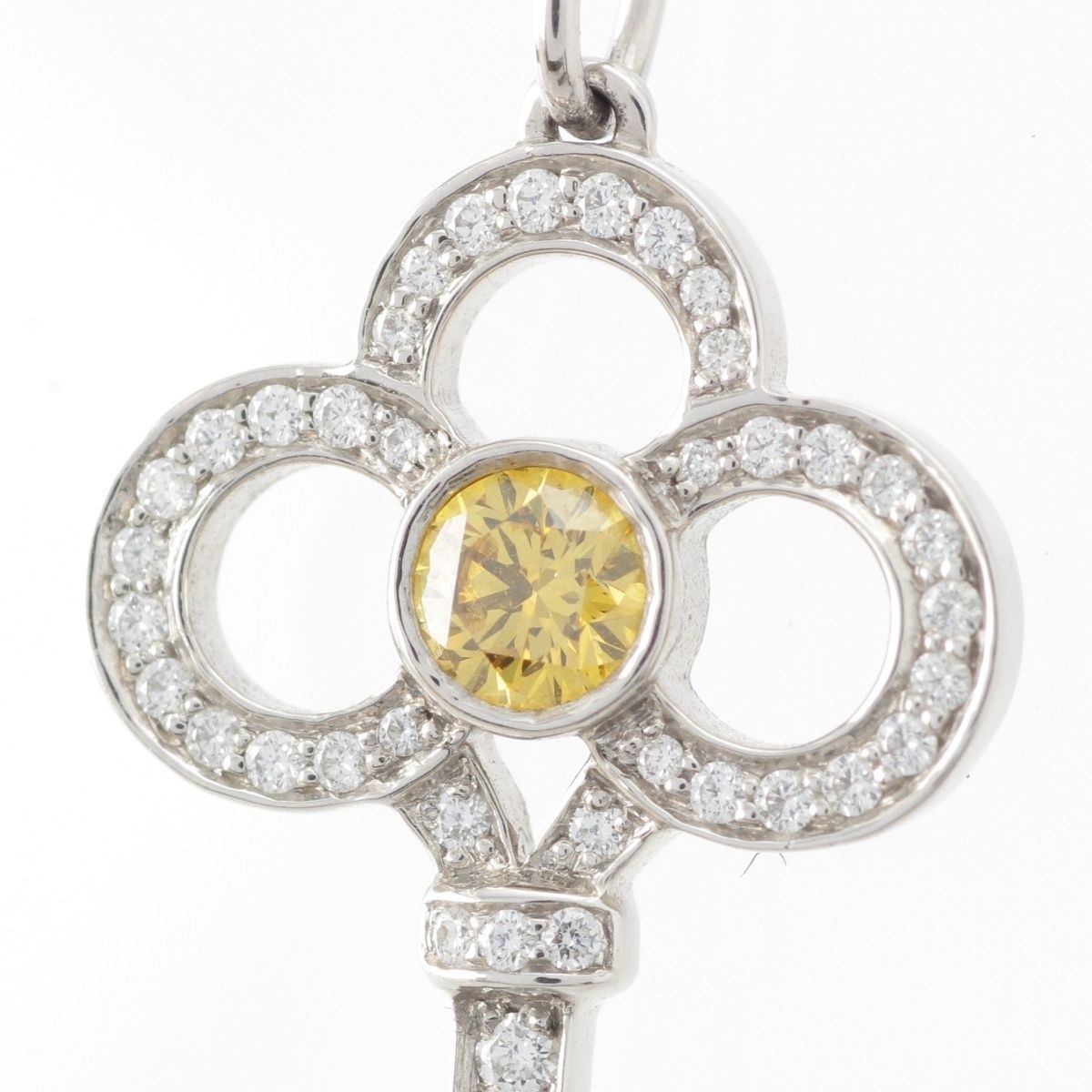 Tiffany & Co Crown Key Yellow Diamond Fancy Vivid Stone Side Necklace White Gold — view 4