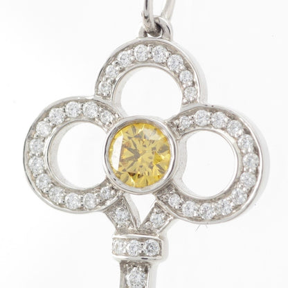 Tiffany & Co Crown Key Yellow Diamond Fancy Vivid Stone Side Necklace White Gold — view 4