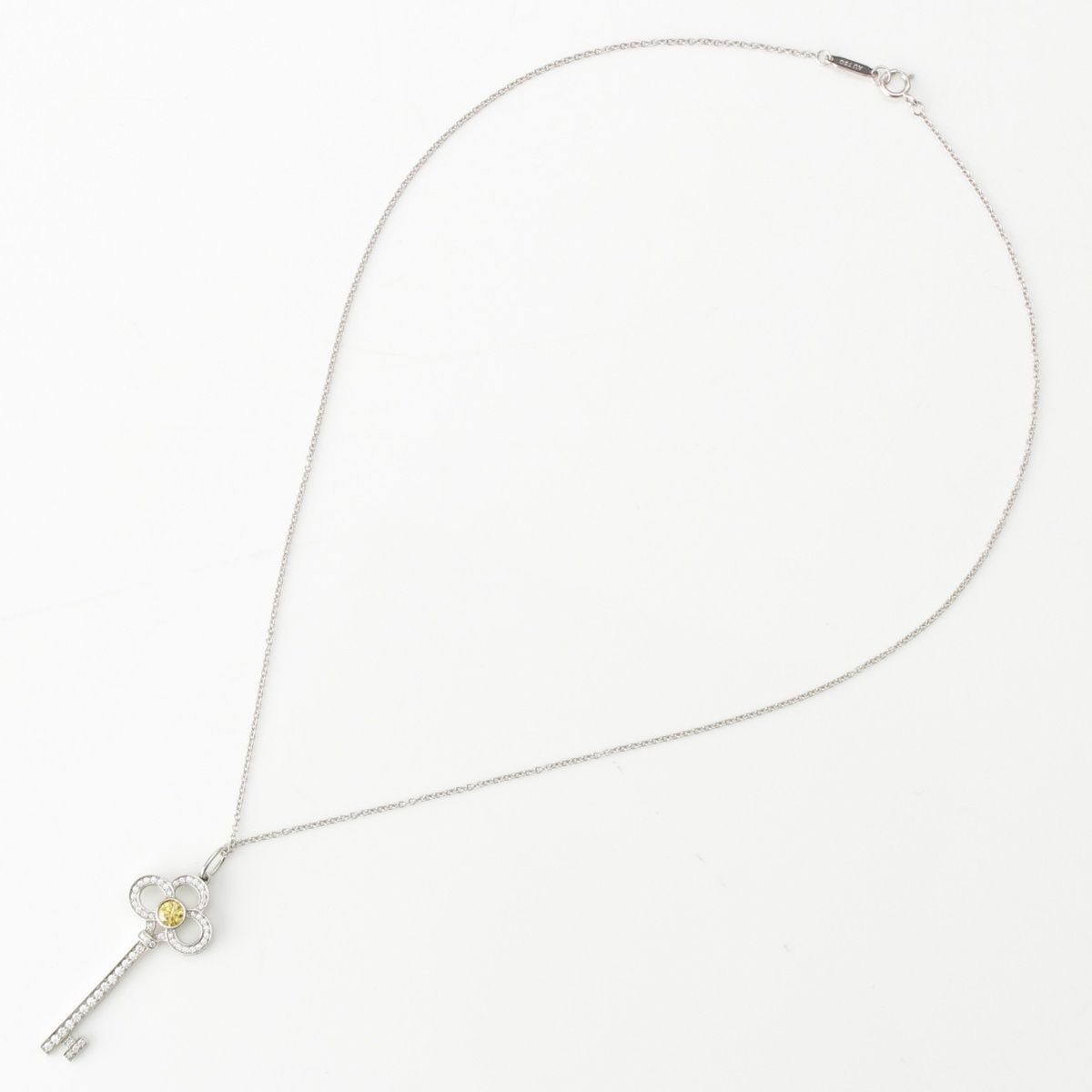 Tiffany & Co Crown Key Yellow Diamond Fancy Vivid Stone Side Necklace White Gold — view 3