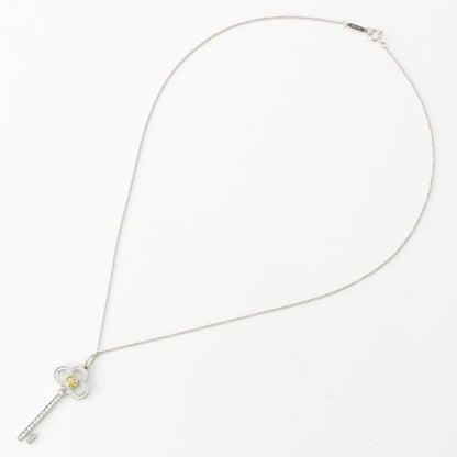 Tiffany & Co Crown Key Yellow Diamond Fancy Vivid Stone Side Necklace White Gold — view 3
