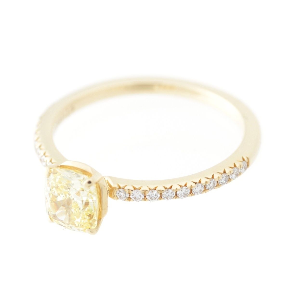 Tiffany & Co Novo Yellow Diamond Pave Stone Side Engagement Ring Gold