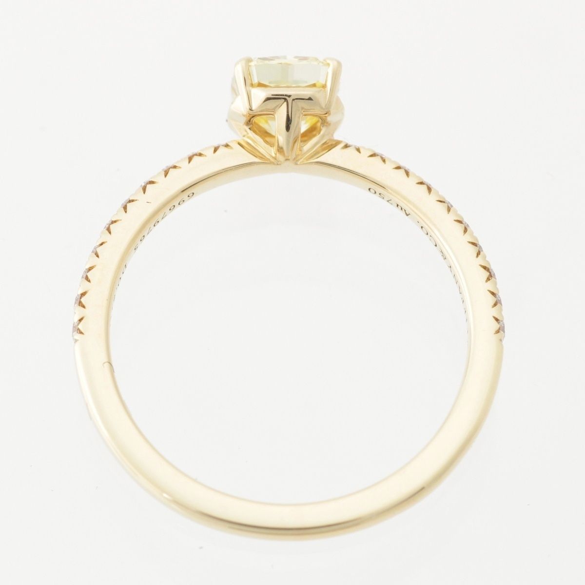 Tiffany & Co Novo Yellow Diamond Pave Stone Side Engagement Ring Gold — view 6