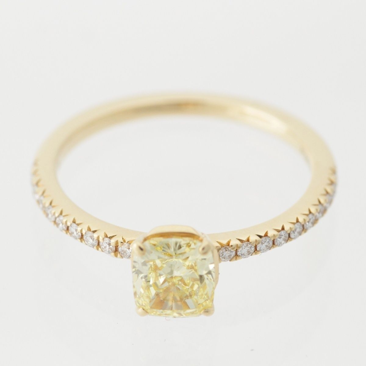 Tiffany & Co Novo Yellow Diamond Pave Stone Side Engagement Ring Gold — view 2