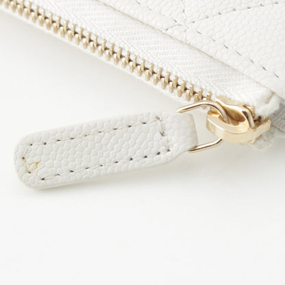 Chanel Caviar Leather CC Logo Champagne Gold Compact Wallet Coin Case White — view 7