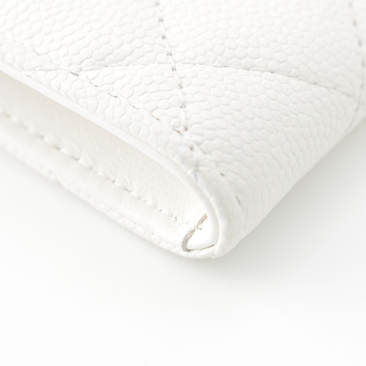 Chanel Caviar Leather CC Logo Champagne Gold Compact Wallet Coin Case White — view 9