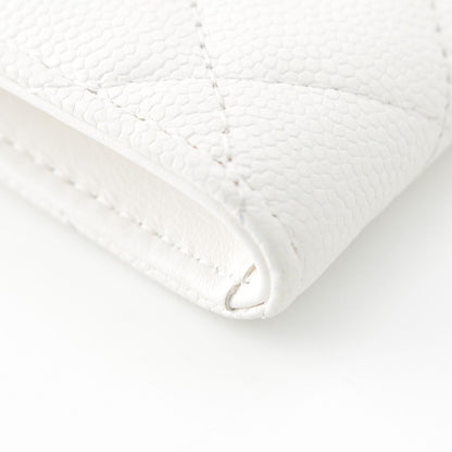 Chanel Caviar Leather CC Logo Champagne Gold Compact Wallet Coin Case White — view 9