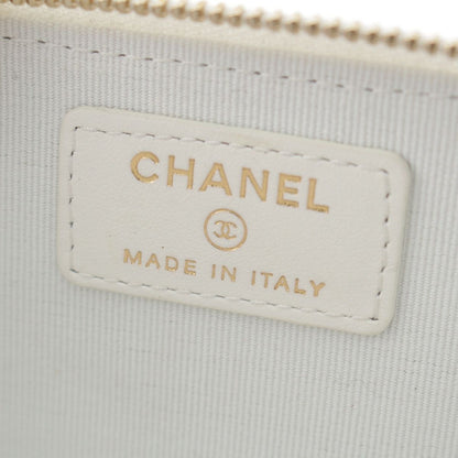 Chanel Caviar Leather CC Logo Champagne Gold Compact Wallet Coin Case White — view 6