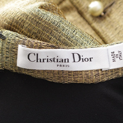 Dior CD Logo Pearl Short Sleeve Dress Lame Gold 40 — view 8