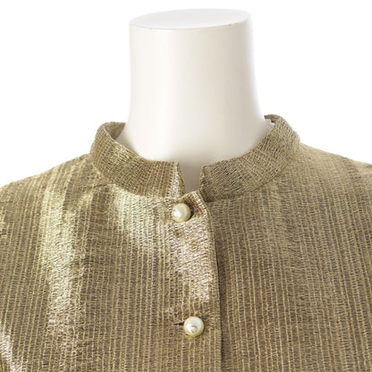 Dior CD Logo Pearl Short Sleeve Dress Lame Gold 40 — view 5