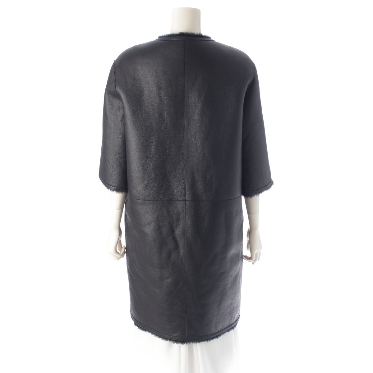 Dior Lambskin CD Logo Bee Shearling Coat Black 40 — view 4