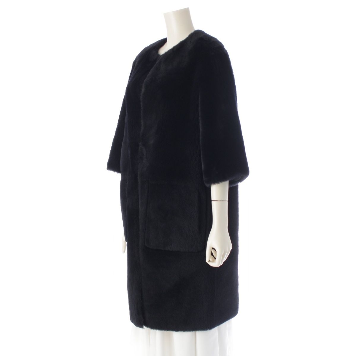 Dior Lambskin CD Logo Bee Shearling Coat Black 40 — view 6