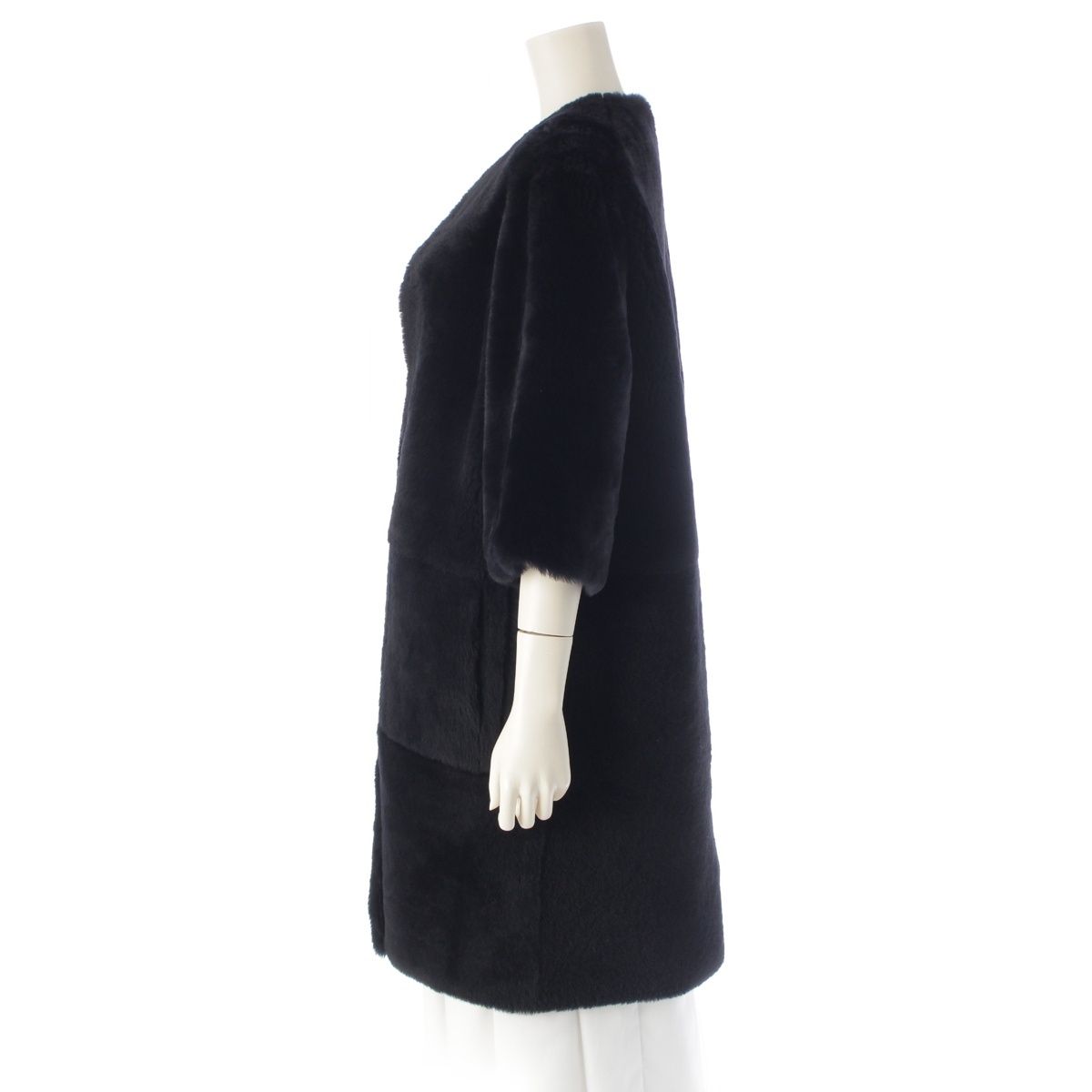 Dior Lambskin CD Logo Bee Shearling Coat Black 40 — view 7