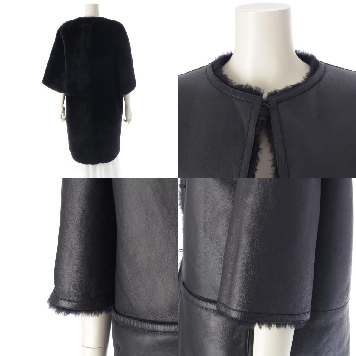 Dior Lambskin CD Logo Bee Shearling Coat Black 40 — view 8