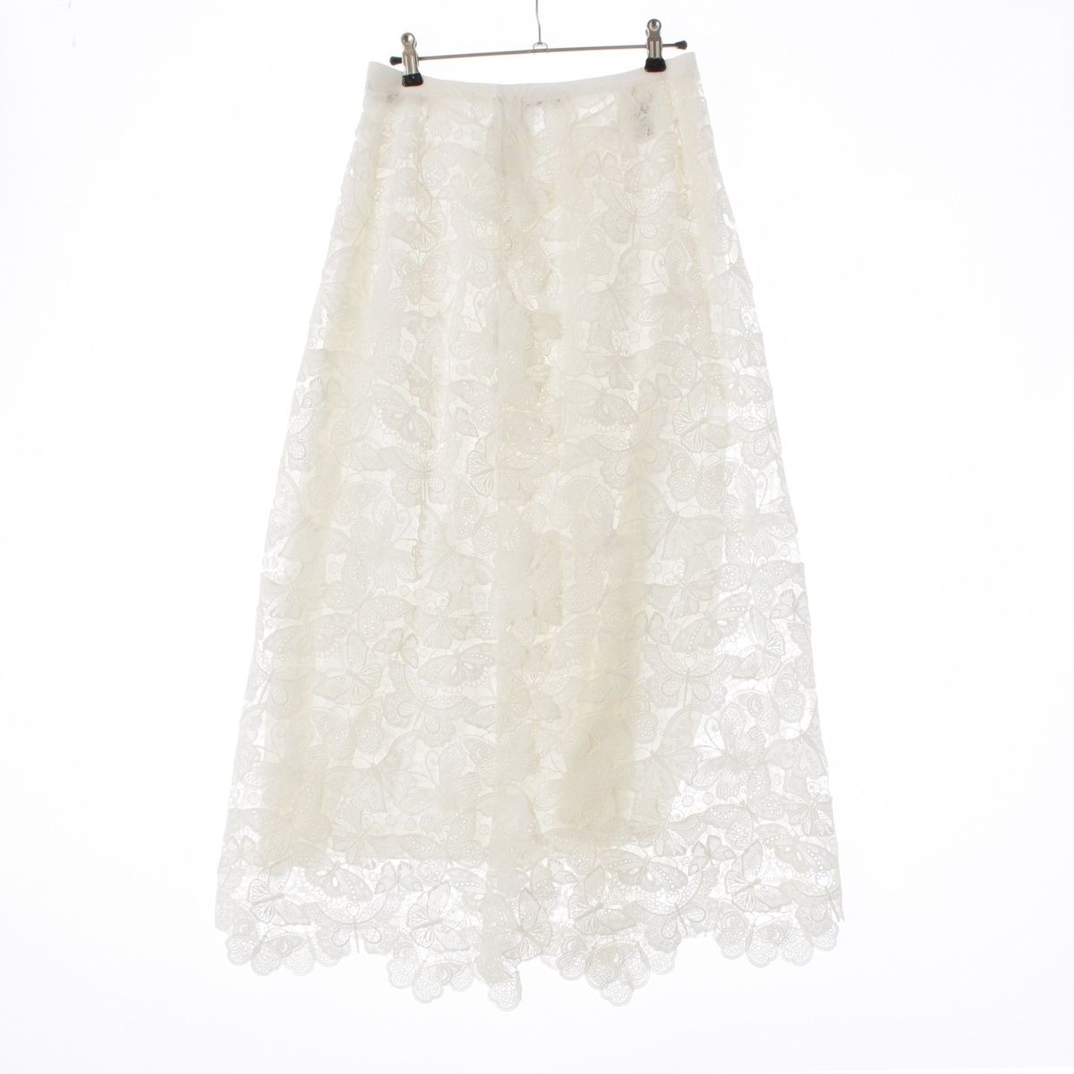 Dior Allover Butterfly Cotton Blend Midi Skirt White