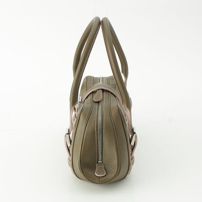Loewe Senda Leather Logo Belt Handbag Khaki Pink — view 3