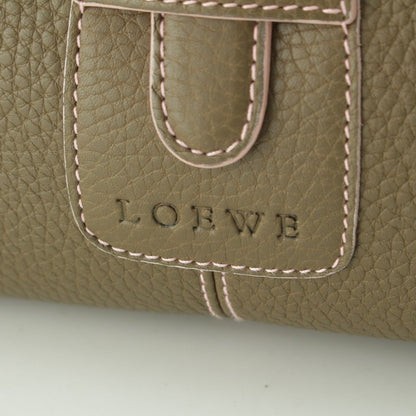 Loewe Senda Leather Logo Belt Handbag Khaki Pink — view 7