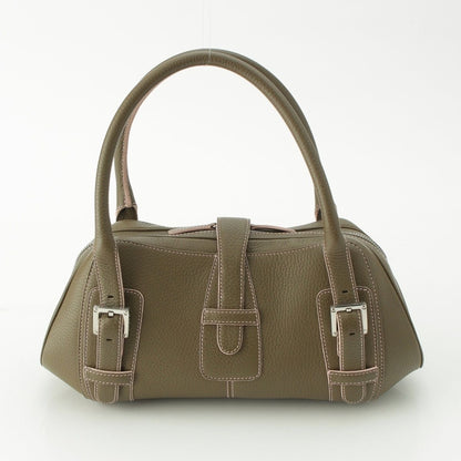 Loewe Senda Leather Logo Belt Handbag Khaki Pink — view 4