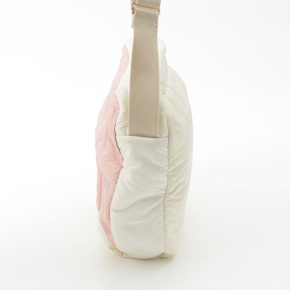 Chanel Deudone Coconnage Nylon Embossed Logo Shoulder Bag Pink White — view 3