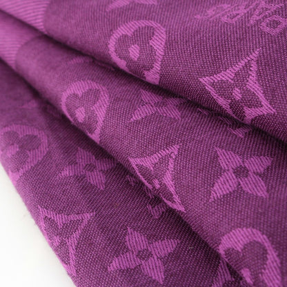 Louis Vuitton Silk Wool Monogram Shine Scarf Shawl Purple — view 6