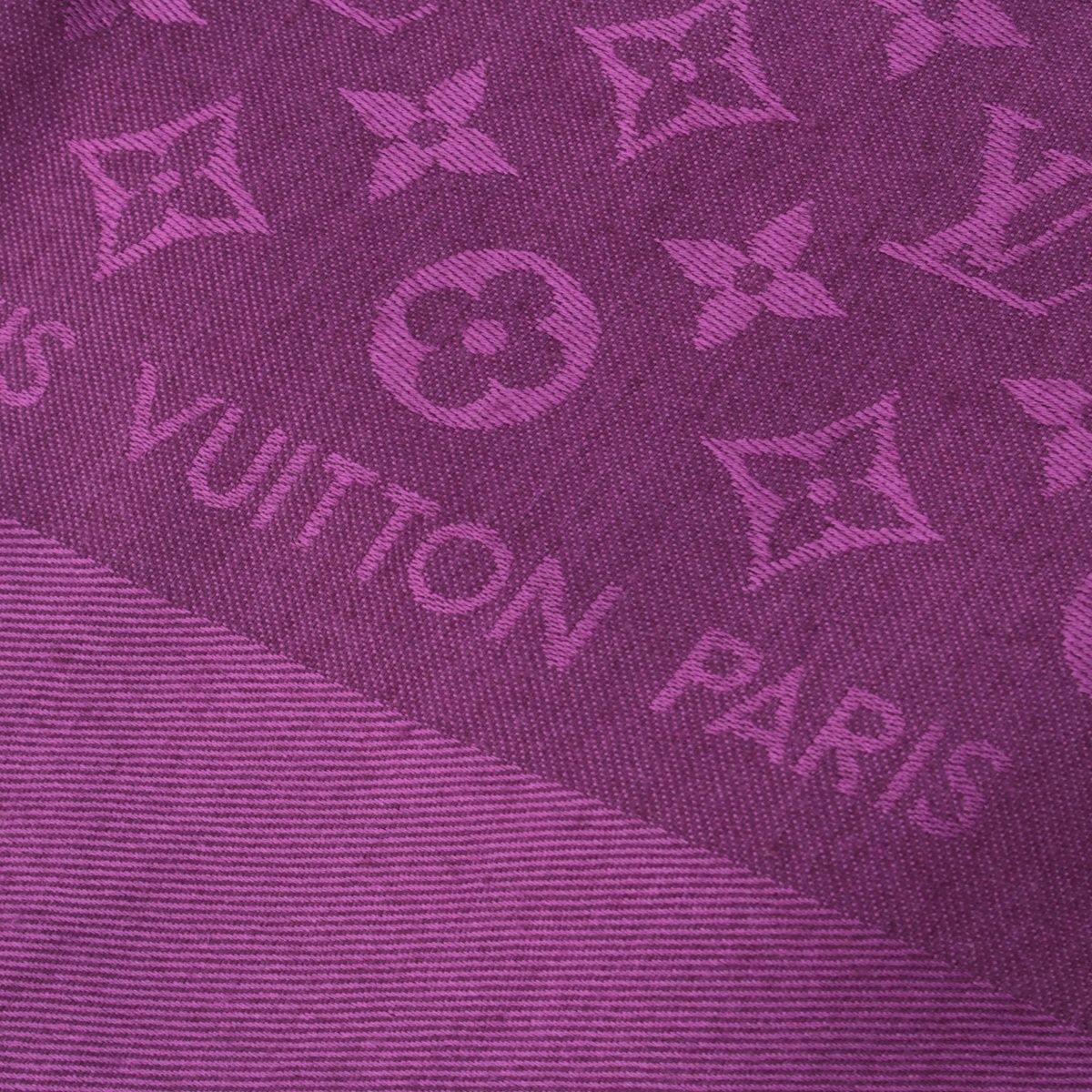 Louis Vuitton Silk Wool Monogram Shine Scarf Shawl Purple — view 3