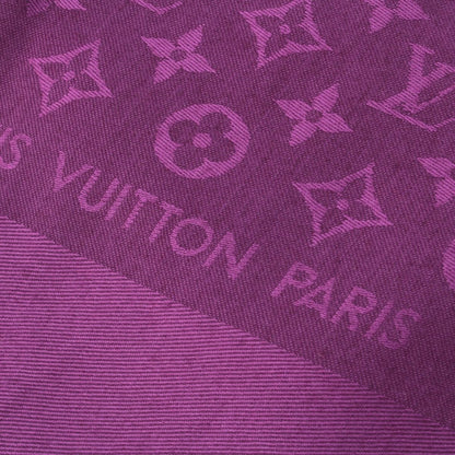 Louis Vuitton Silk Wool Monogram Shine Scarf Shawl Purple — view 3