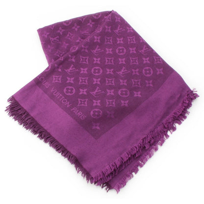 Louis Vuitton Silk Wool Monogram Shine Scarf Shawl Purple