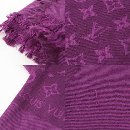 Louis Vuitton Silk Wool Monogram Shine Scarf Shawl Purple — view 8