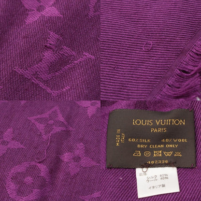 Louis Vuitton Silk Wool Monogram Shine Scarf Shawl Purple — view 9