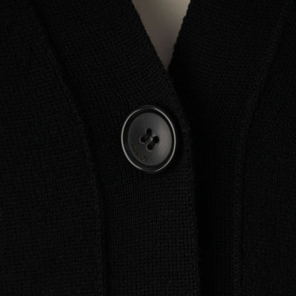 Loewe Wool Anagram Long Sleeve Cardigan Top Black — view 8