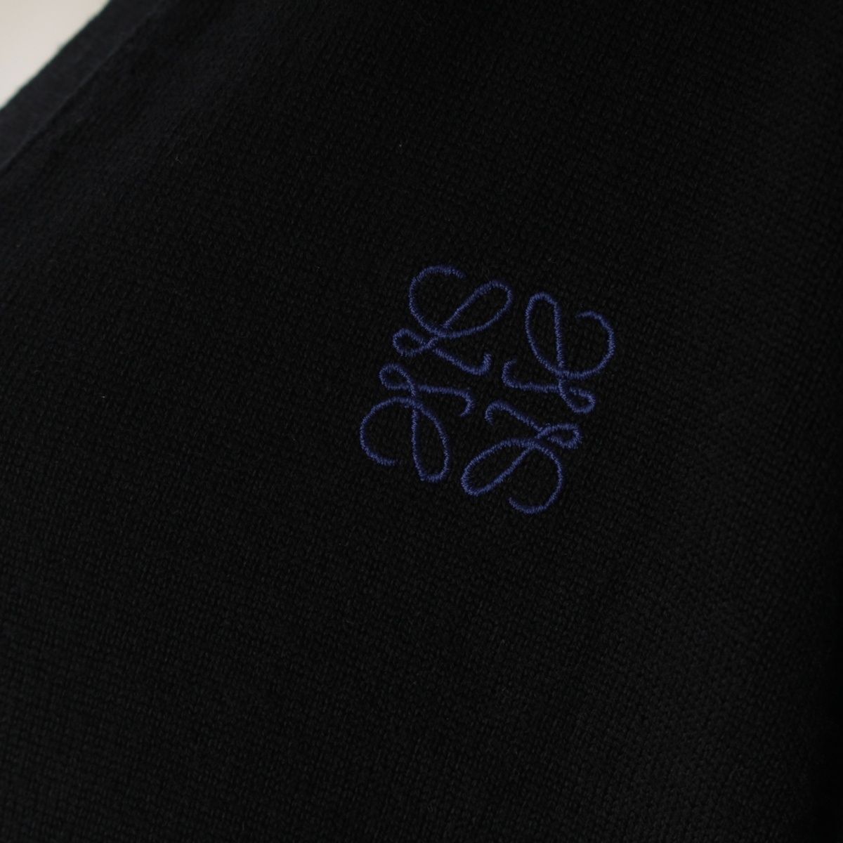 Loewe Wool Anagram Long Sleeve Cardigan Top Black — view 7