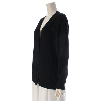 Loewe Wool Anagram Long Sleeve Cardigan Top Black — view 2