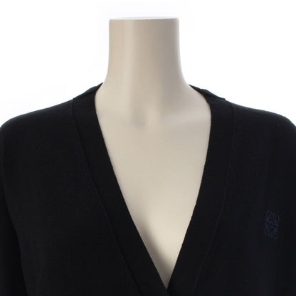 Loewe Wool Anagram Long Sleeve Cardigan Top Black — view 5