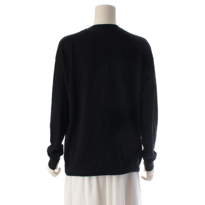 Loewe Wool Anagram Long Sleeve Cardigan Top Black — view 4