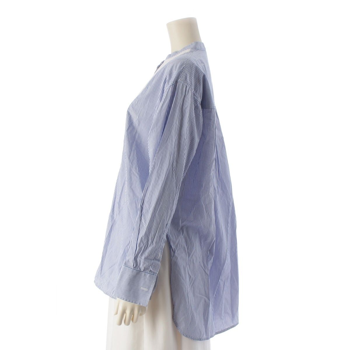 Loewe Cotton Striped Long Sleeve Shirt Blue White 34 — view 3