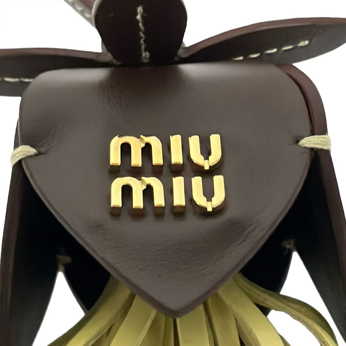 Miu Miu Key Holder Leather Trick Dark Brown Beige — view 3