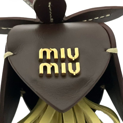 Miu Miu Key Holder Leather Trick Dark Brown Beige — view 3