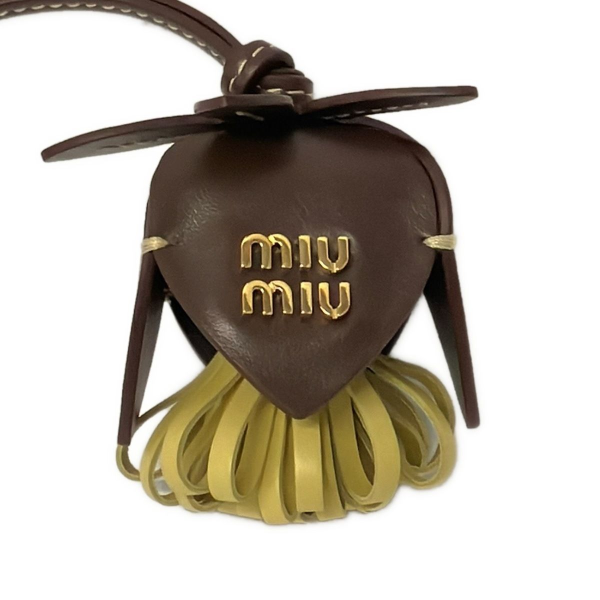 Miu Miu Key Holder Leather Trick Dark Brown Beige — view 4