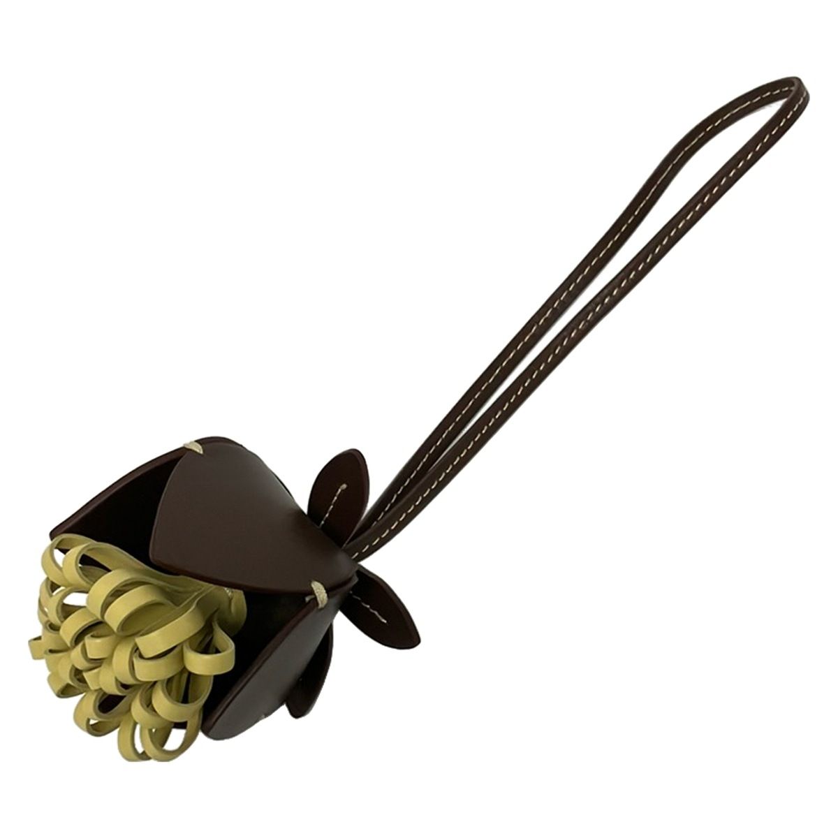 Miu Miu Key Holder Leather Trick Dark Brown Beige — view 2