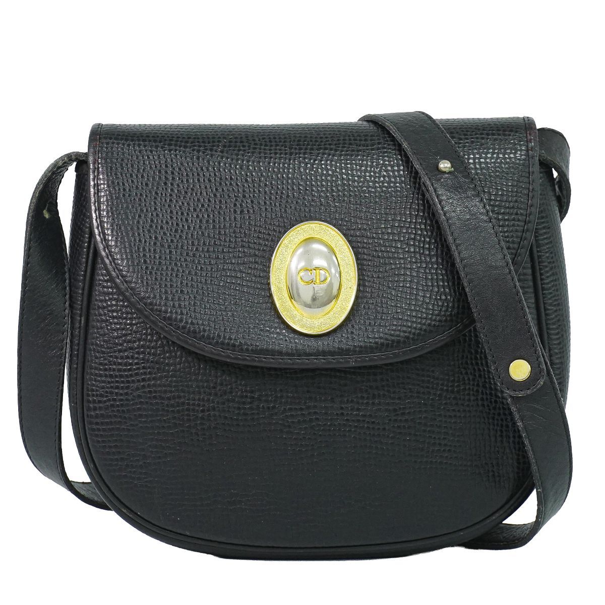 Dior Leather Shoulder Bag Pochette Black